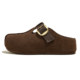 Thick-soled heightening Birkenstock shoes for women 2025 autumn new style genuine leather lazy slip-ons versatile toe-toe half slippers for outer wear
