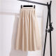 New spring and summer slim A-line large swing mid-length umbrella skirt with pocket elastic waist pleated mid-length skirt