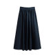 New spring and summer slim A-line large swing mid-length umbrella skirt with pocket elastic waist pleated mid-length skirt