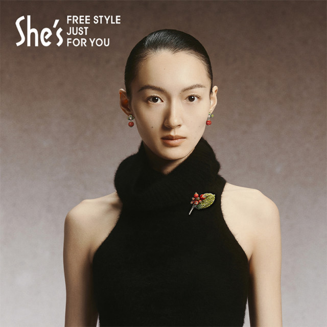 Shes Qianzi artistic conception oriental style new Chinese style hawthorn fruit earrings 925 silver needle earrings for women light luxury earrings