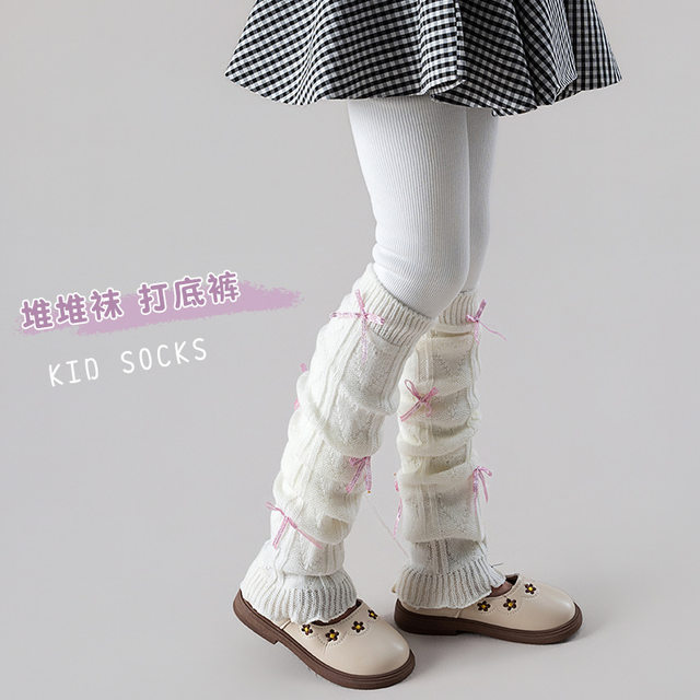 
Girls' warm bottoming socks plus velvet and thickened pantyhose for autumn and winter baby outer wear piles of socks and spliced pants trendy