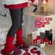 
Children's leggings autumn and winter new style plus velvet thickened versatile outer wear red socks set splicing girls warm nine-point pants long
