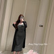 Pang Ting's large size customized fat mm net-sensory girlfriend spring and summer black and white striped waist-hugging strapless dress for women
