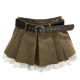 College style sweet lace-edged suit pleated skirt for women in summer new high-waisted skirt anti-exposure A-line skirt