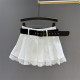 College style sweet lace-edged suit pleated skirt for women in summer new high-waisted skirt anti-exposure A-line skirt