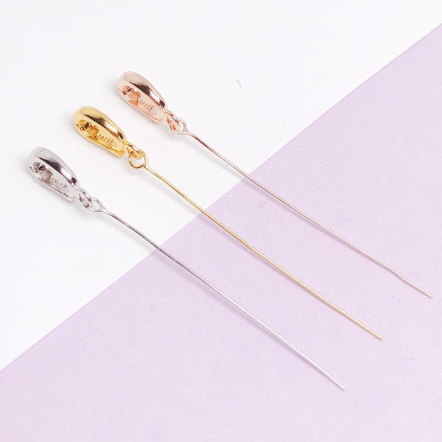 
Long pin buckle buckle S925 sterling silver Guanyin jade pendant buckle slanted hole thick jade handmade DIY Buddha male buckle