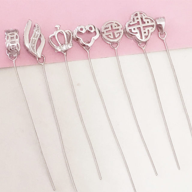 S925 Sterling Silver Pink Stock Fastening Clamping Pole Pole Pole Pole Pole Trade Thick Bull Nostrils Crossing Capital Small Pendant buckle