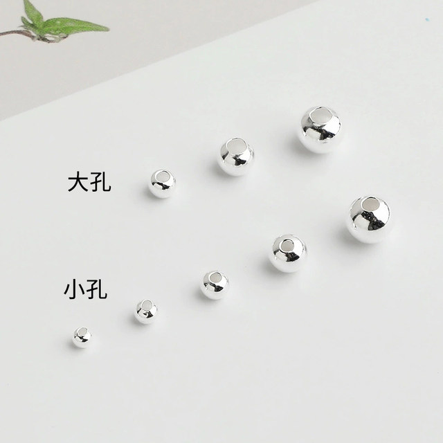 999 pure silver beads, loose beads, round beads, diy accessories, silver jewelry bracelet, braided material, beaded beads, braided rope, sterling silver