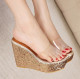 Summer versatile transparent sequin thick-soled heeled fish mouth high heel waterproof platform fashionable women's sandals and cake slippers