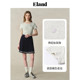 Eland Clothing T-shirt for women with big round necklace lace shoulder short sleeve 2025 summer new style