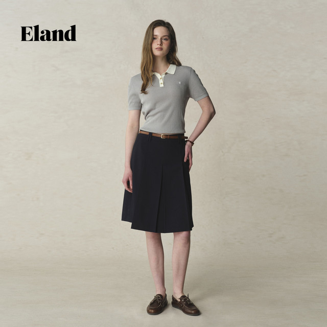 
Eland Clothes Skirt Women's Double Waist Loops With Lined Pleated Mid Skirt 25 New Summer Style