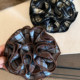 Korean retro blue plaid four-layer large intestine hair ring for women, high-end, oversized ball headband, hair tie, headband, headband