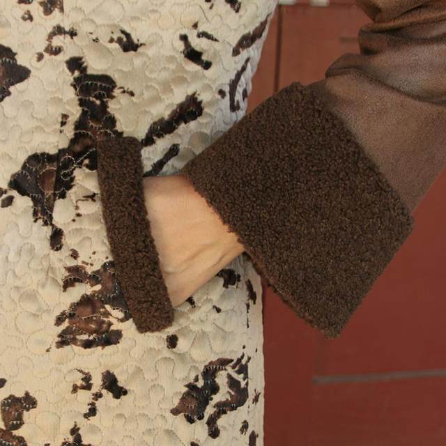 Really new Chinese style improved women's long-sleeved printed new Tang suit patchwork warm quilted top 964