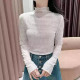 Half turtleneck mesh base shirt for women in autumn and winter new fashionable sweater with gauze clothes with black ears long-sleeved lace top