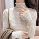 Half turtleneck mesh base shirt for women in autumn and winter new fashionable sweater with gauze clothes with black ears long-sleeved lace top