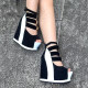 Women's Fashion 24 Sandals Summer New Style Inner Heightening Thick Sole Waterproof Platform Fish Mouth Hollow Sponge Cake Sandals Hate