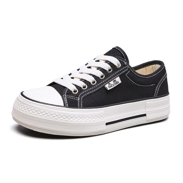 Mango toe canvas shoes for women 2025 new autumn thick sole shoes for women round toe black sneakers big toe shoes