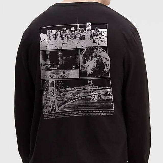 Levi's/Levi's men's top, long-sleeved pullover, pure cotton, solid color logo print, loose street fashion trend