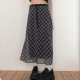 MSYOUCAN Korean ins style printed low waist skirt lace-up versatile college style A-line long skirt