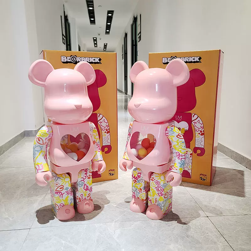 Bearbrick 澳门限定少女爱心透明粉积木暴力熊摆件礼品1000