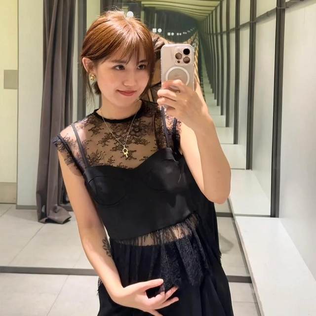 ZA Women's 2024 New Pin Pure Black silk satin texture stitching lace sleeveless top jersey 8958942