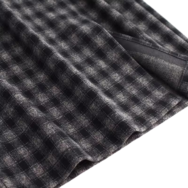 Wool plaid skirt for women in autumn and winter new elastic high waist hip skirt mid-length straight slit one-step skirt