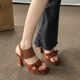 French platform square toe high heels for women 2025 summer new temperament stiletto sexy Roman open toe sandals