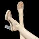 Small high heels women's sandals 2025 spring and summer new hot style transparent crystal thick heel sandals for outer wear