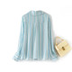 College style striped bow heavy silk shirt for women long sleeves 2025 spring design striped mulberry silk top
