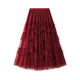 Wood fungus lace cake skirt mesh skirt 2025 spring and autumn new women's versatile long skirt gauze skirt fluffy skirt