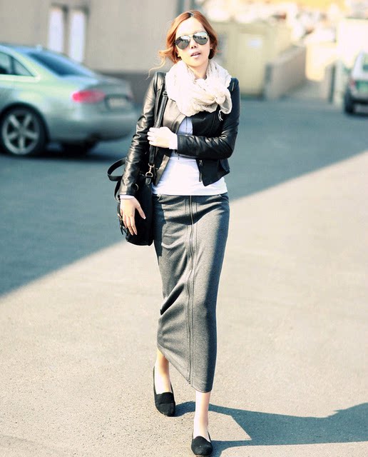 2025 Spring and Autumn New Zipper Long Skirt Casual Slim Hip Skirt Pocket Skirt Slim and versatile One-Step Skirt