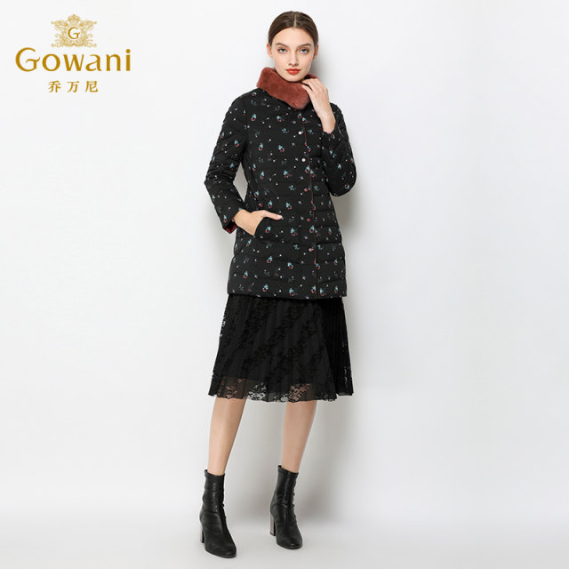 Giovanni Down Jacket Women's Mall New Slim Fit Warm Reversible Mid-Length Mink Fur Collar Korean Style Trendy