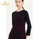Giovanni Shopping Mall New Spring Knitted Long Sleeve Round Neck Temperament Slim and Trendy Seven-Class Sleepy Mid-Length Dress