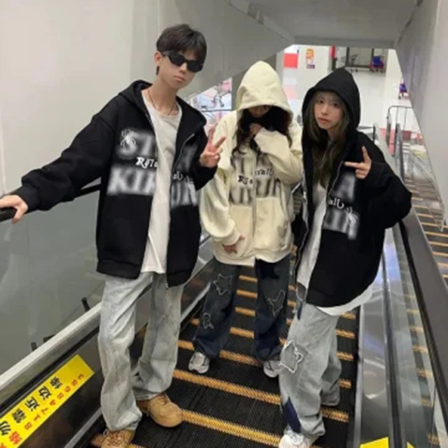 Fat MM Extra Large Size 2-300Jin [Jin equals 0.5 kg] Fleece Thickened Printed Spider Zipper Sweatshirt for Women in Autumn and Winter New Loose Jacket