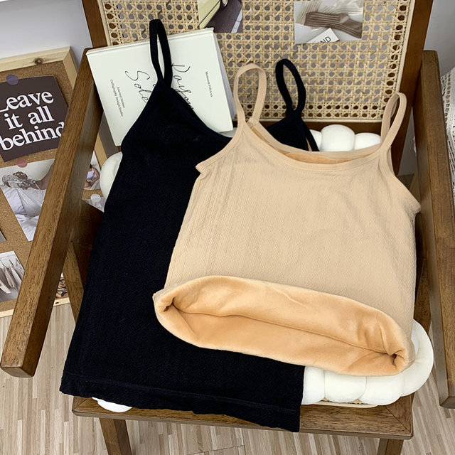Add velvet thickened warm camisole vest 2022 new Korean versions of the versatile slim body with top and bottom shirt female