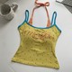 Spicy dancer contrasting color star print suspender vest for women in summer letters with chest pad age-reducing short top