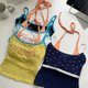 Spicy dancer contrasting color star print suspender vest for women in summer letters with chest pad age-reducing short top