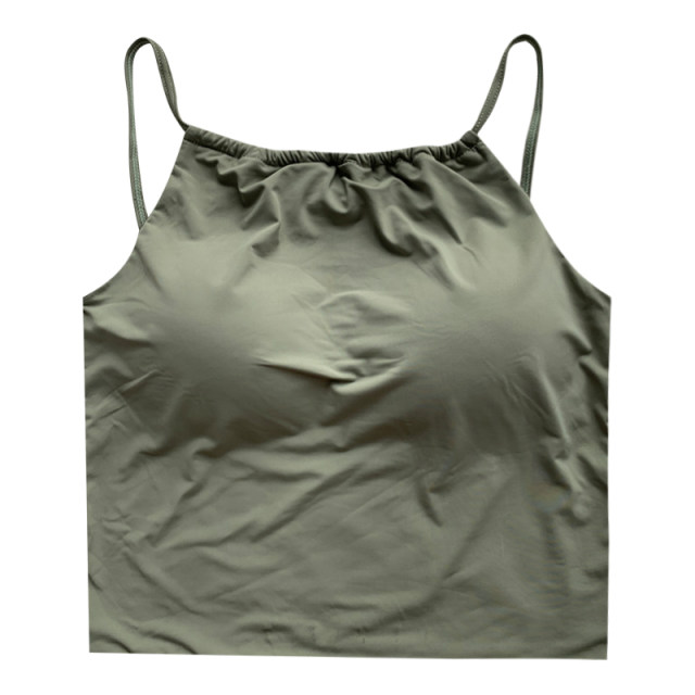 Wearing a black vest for women with chest pads for the outside for women in summer 2023 new Korean style slimming short inner halter hanger