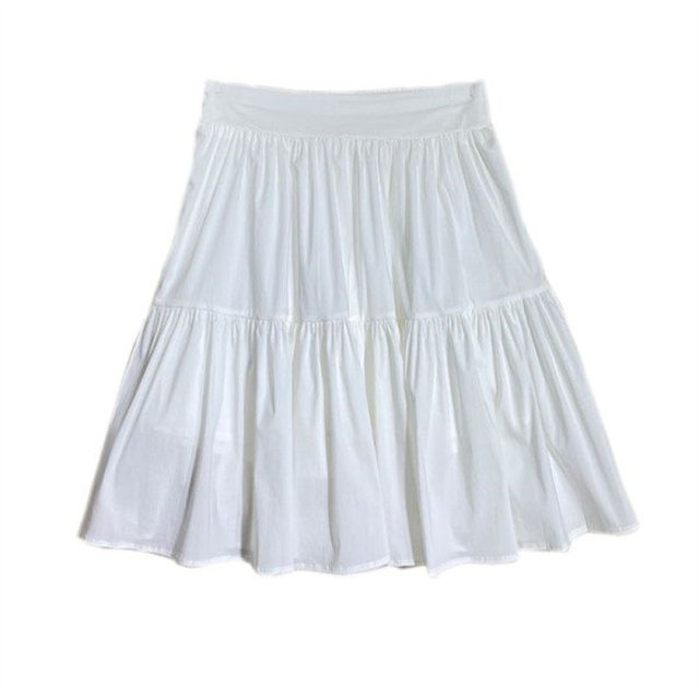 White sweet pleated skirt for women in summer 2025 new high waist A-line umbrella skirt fluffy skirt jk short skirt trendy ins
