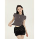 PEMPL short-sleeved T-shirt for women in summer new solid color slim short round neck T-shirt European and American simple versatile top trendy
