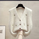 Handmade flower cardigan vest vest vest vest for women 2025 autumn and winter new loose outerwear horse clip sweater vest