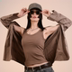 Women's 2025 New Gray Sleeveless Top with Huge Soft Chest Pad and Beautiful Back All-in-One Summer American Camisole for Outerwear