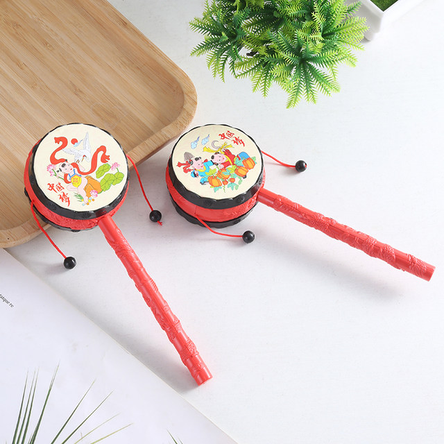 Rattle old-fashioned hand rattle baby newborn training musical instrument toy 0-1 years old can chew 12 months