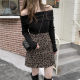 Large size retro zebra pattern skirt for women in spring and autumn new high-waisted slim and versatile slit A-line short skirt one-step skirt