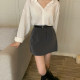 2024 spring and autumn suit fabric high waist A-line skirt makes you look slim and long legs hot girls short skirt Hong Kong style commuting versatile skirt pants

