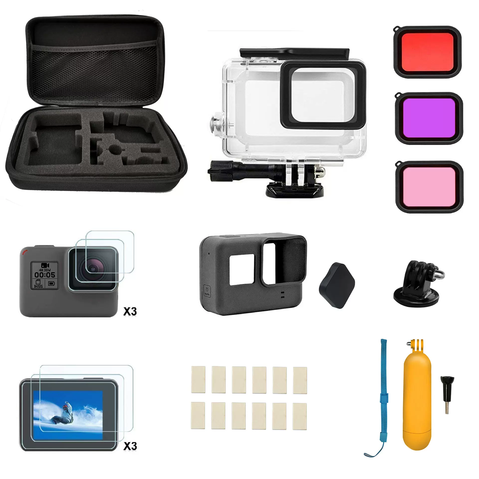 适用gopro 5 6 7黑色版防水壳免拆镜头保护壳滤镜