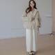 VNOOK stand-up collar embroidered lamb fur coat for women in winter 2024 new long high-end solid color double-sided top