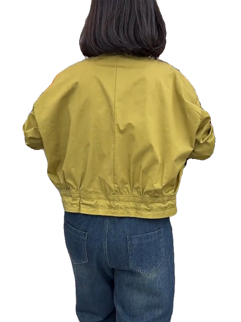 Middle-aged women's spring twill cotton solid color short jacket casual mother's suit loose large size lapel top thin
