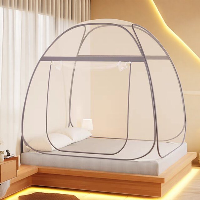 Mosquito net without installation yurt encryption household bedroom children's wire baby anti-fall square top foldable pattern tent