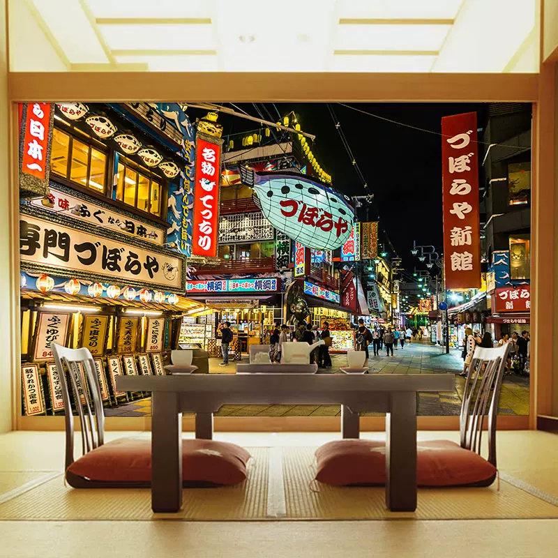 日料店装饰壁纸日式居酒屋寿司店拉面店背景墙日本街景 日料店装饰壁纸日式居酒屋寿司店拉面店背景墙日本街景